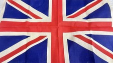 VTG Union Jack Great Britain Linen Souvenir Tea Towel 30”x 19” Exc. Condition