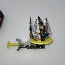 Vintage Tin Litho 1950's Spinner Push Toy Santa Claus Christmas Trees Japan