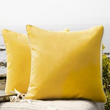 Pack of 2 Outdoor Waterproof Throw Pillow Covers 18" x 18" Pack of 2 Yellow