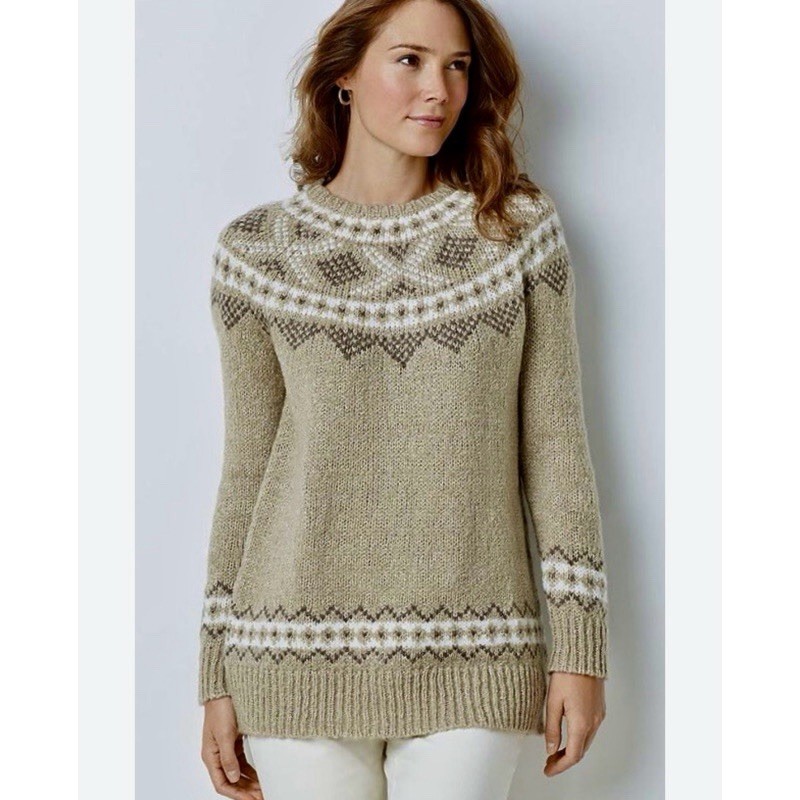J Jill Windham Fair Isle Wool Blend Sweater Size Large (14-16) Cozy Timeless