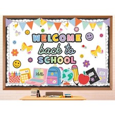 77 Pcs Welcome Back to School Bulletin Board Set Colorful Composition Noteboo...