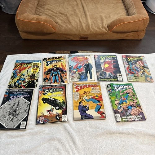 Lot Of 9 Vintage Comic Books Superman, funeral for a friend etc