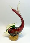 Vintage Murano Uranium Green Vaseline Sommerso Blown Glass Fish Dolphin Figurine