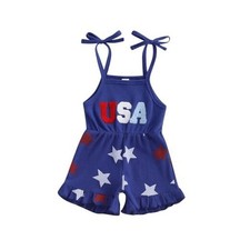 4th Fourth Of July Toddler Girl Outfit Usa Romper 6-12 Months Usa Star Blue