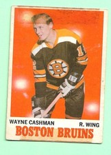 (1) WAYNE CASHMAN 1970-71 O-PEE-CHEE  # 7 BRUINS ROOKIE FAIR CARD (N4561). rookie card picture
