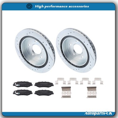 Rear Drilled Brake Rotors and Pads D732 For Cadillac XLR 2004-2008 4.6L V8