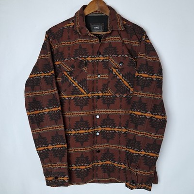 Nomad Craft & Flow Aztec Western Shacket Mens Large Thermal Lined Snap Front