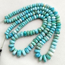 8-12mm Dominican Republic Larimar Smooth Rondelle Gemstone Beads 16" Strand DIY