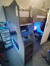 Gamers bed, desk and mattress,  grey