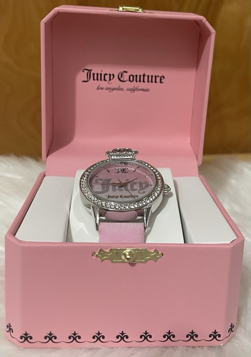 Juicy Couture Watch Baby Pink Velour Straps Silver Bezel Princess