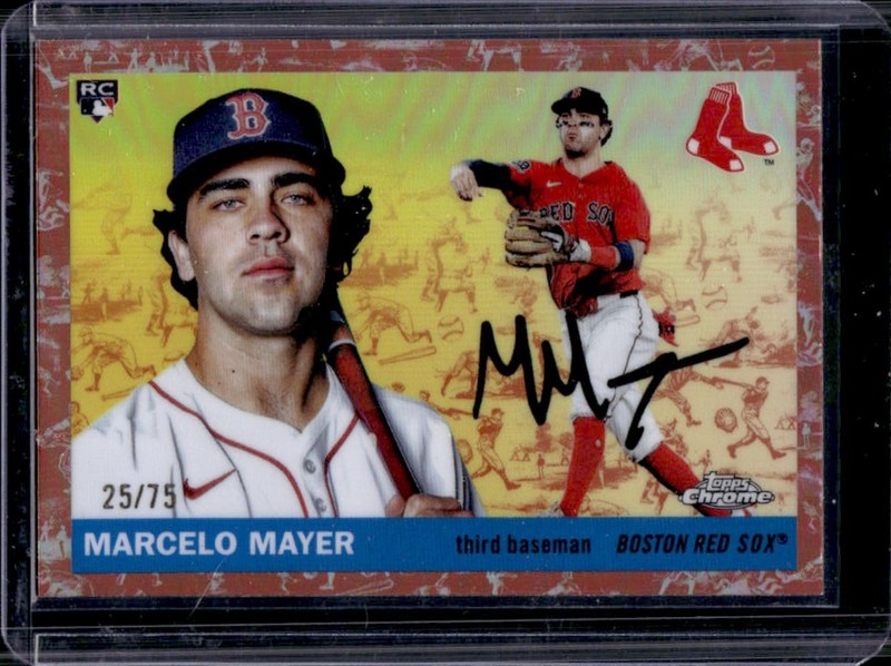 2025 Topps Chrome Platinum Marcelo Mayer RC Toile Cream/Rose Gold Refractor #/75