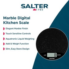 Image of Salter Digital Kitchen Scale Easy Read LCD Display 8 KG Black Marble Effect
