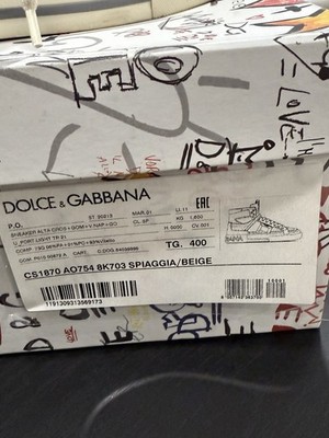 Dolce & Gabbana Custom 2.Zero High Top Sneakers Beige Calfskin Men