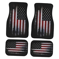  Car Floor Mats Full Set Print Front and Rear Auto Floor Mat American Flag