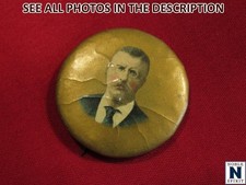 Antique Original Teddy Roosevelt Political Campaign Celluloid Pin Button 1900s