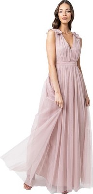  Ärmelloses Abendkleid Mit Gerafftem V-Ausschnitt Hoher Taille Hochzeitsgast