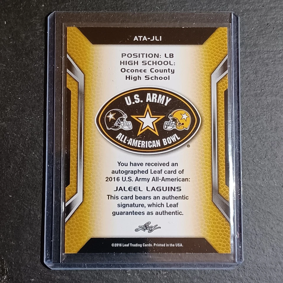 2016 Leaf US Army All-American Bowl Tour Silver 13/25 Jaleel Laguins       A-1 - Image 3 of 3
