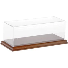 Plymor Clear Acrylic Display Case with Hardwood Base, 9" W x 3.5" D x 3" H