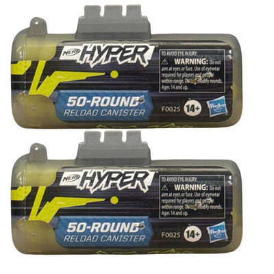 2 Pack Nerf Hyper 50-Round Reload Canister Ammo Hopper Hasbro F0025 NEW