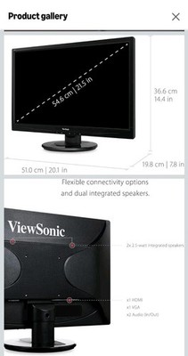 ViewSonic VA2246mh-LED 22'' Full HD LED Monitor LED Backlit HDMI VGA Speakers