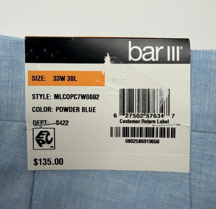 $495 NUEVO BAR III Hombres 40S Azul Delgado Lino 2 Piezas Traje con Pantalones de Vestir 33x30 Foto 3 de 4