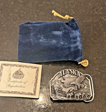   1994 Alaska Commemorative Pewter Belt Buckle   Siskiyou Buckle Co. w/ Bag  COA