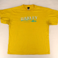 OAKLEY Yellow Spell Out Logo Graphic T-SHIRT Men's L