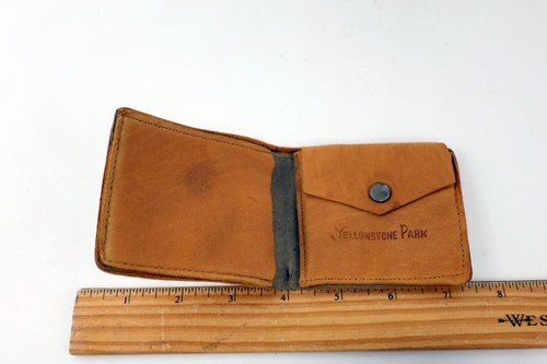 Vintage Buckskin Leder Bi-Fold Kinder Geldbörse "Little Buckaroo" Western Motiv - Bild 3 von 5