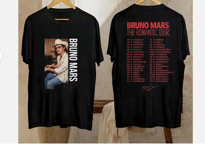 Bruno Mars The Romantic Tour T-shirt 2026, Tour Dates In the Back, Two Sided Tee