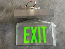ELT2 Elite Edge-Lit Exit Sign - Brushed Aluminum Lime Green Letters - Clear Sign
