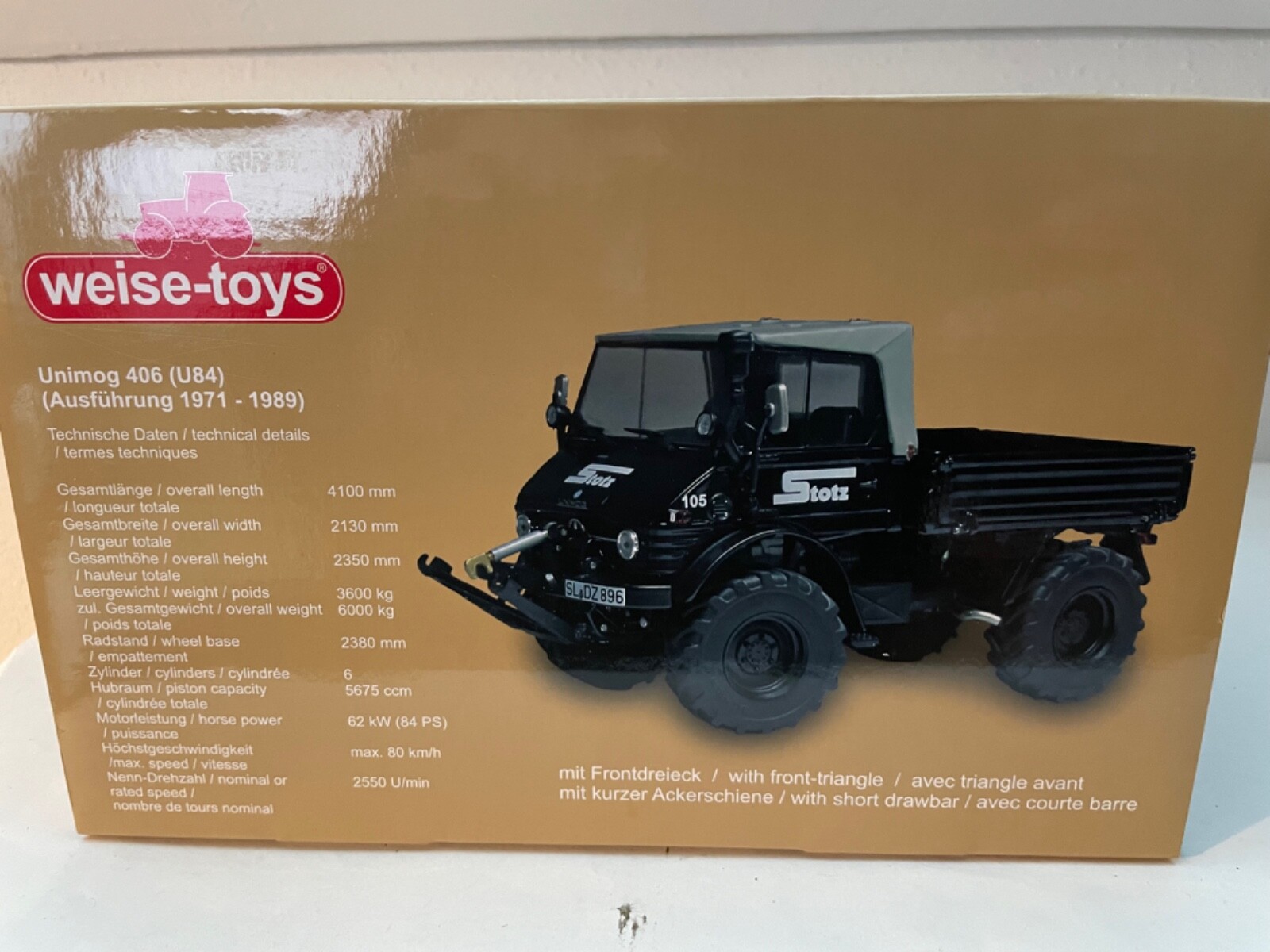 Weise Toys Unimog U406 Nummer 2040, Masstab 132, Sondermodell Stotz, NEU