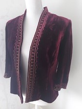 Alex & Co Vintage 90s Style Burgundy Silk Velvet Jacket Women's Size 10 New Bnwt