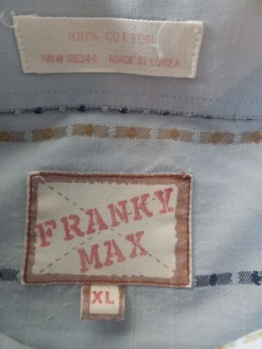Franky Max Sky Blue Embroidered Stripe Collared Long Sleeve Shirt Size Xl - Imagen 3 de 9