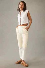 NWT Anthropologie pilcro surplus high rise slim pants in Ivory 33 Tall