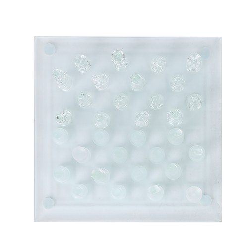 25x25cm Dull Polish Glass Crystal International Chess 1 Checkerboard GR - Picture 9 of 12