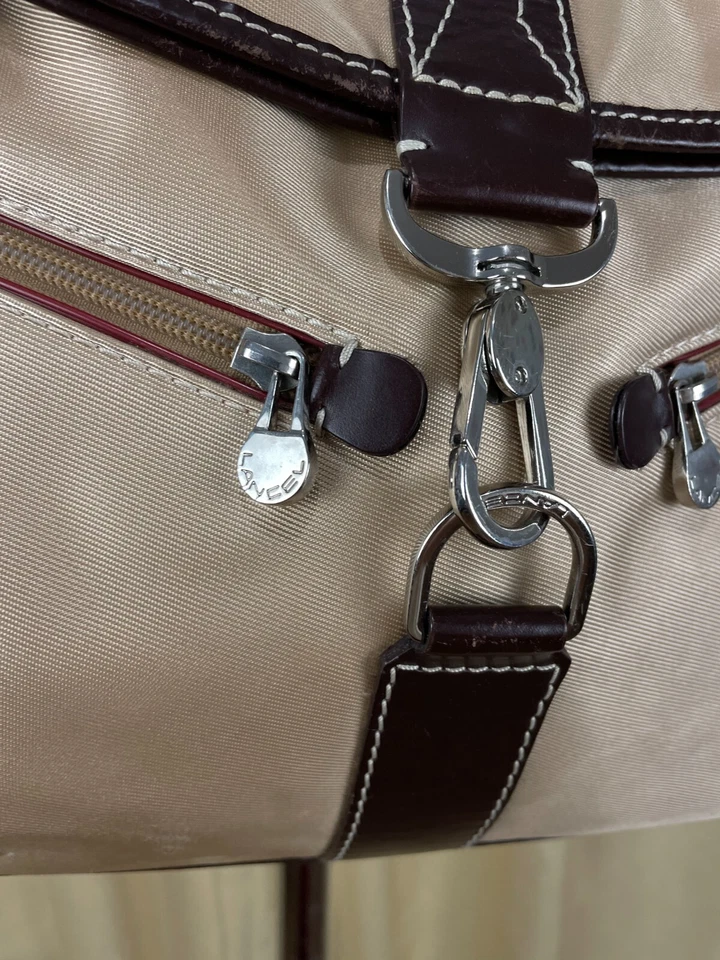 Bolsa de ombro Lancel Paris náilon vintage tamanho único bege feminina - Imagem 3 de 4