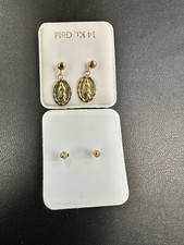 14k Gold Earrings Virgin Mary 