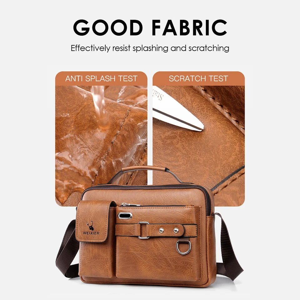 Men's Leather Cross Body Bag Messenger Shoulder Book Bags School Satchel Vintage - Image 3 of 4