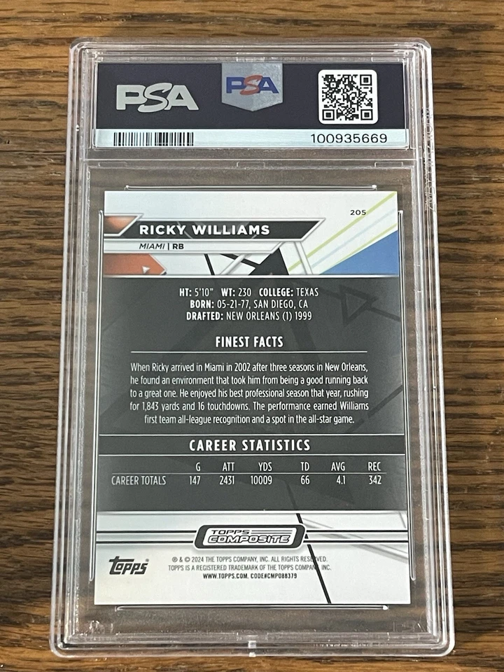 2023 Topps Composite RICKY WILLIAMS Black Refractor 01/20 PSA 10 Pop1 - Image 2 of 2