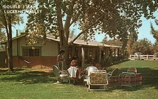 Postcard CA Lucerne Valley Double J Ranch Lawn View Chrome Vintage PC K6039