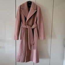 Lipsy Dusky Pink Longline Boucle Coat - Size 10
