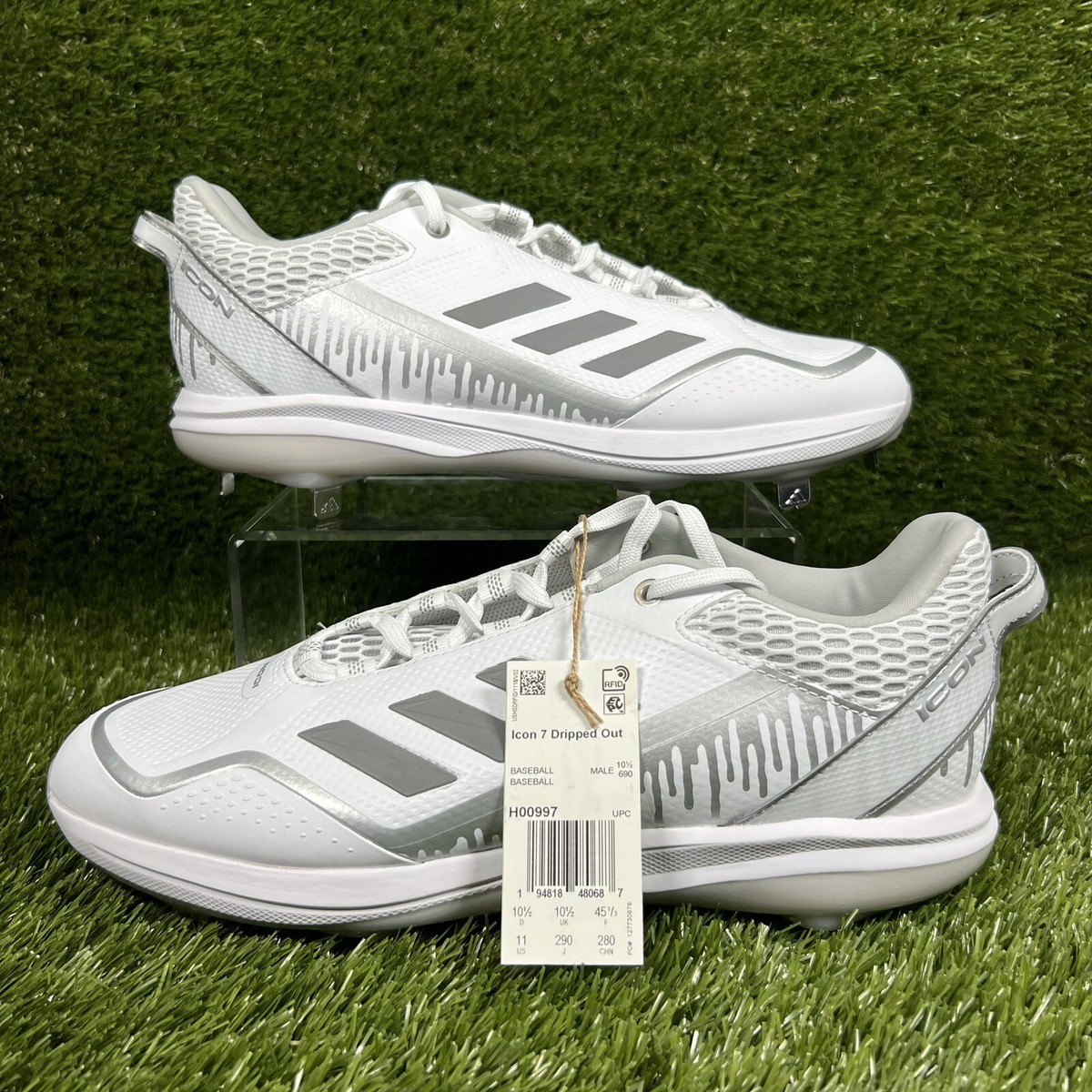 Adidas Icon7 Dripped out スパイク　金属　MLB 野球 Adidas Icon 7 Dripped Out Metal Baseball Cleats White H00997