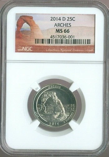 2014-D Arches Quarter NGC MS66 Quality 