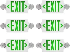 Green LED Exit Sign Emergency Light Adjustable Lamps Exit Combo UL listed 6 Pack