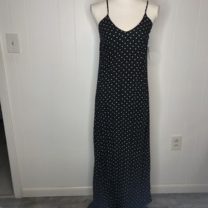 navy polka dot shift dress