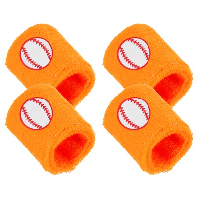 Colorful Sports Wristbands, 4 Packs Sweatbands Acrylic, Orange Tennis