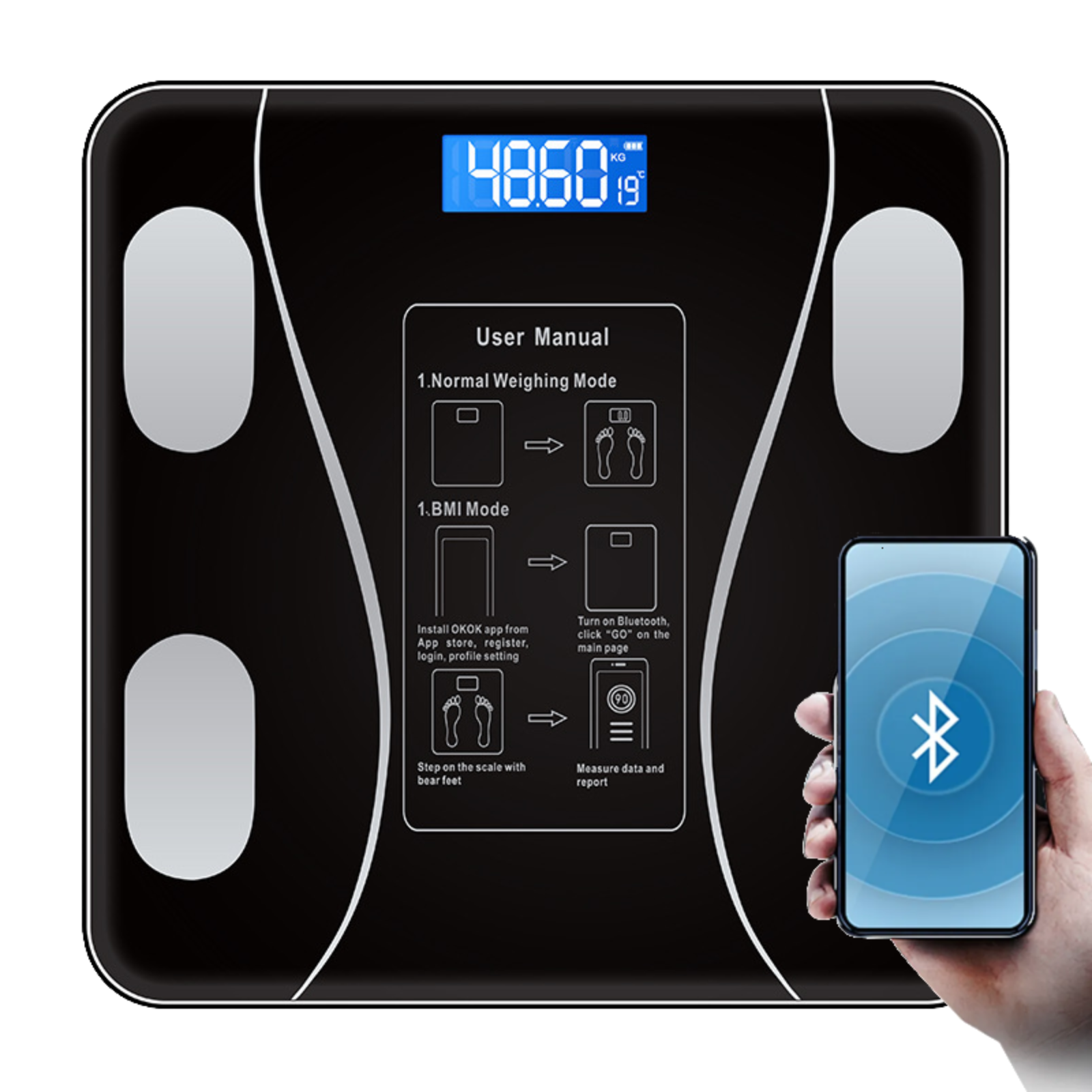 Smart Weight Scale Body Digital Bathroom Scale BMI Bluetooth Body Fat Scale US