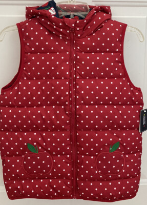 Gymboree Girls Fall Winter Candy Apple Red Polka Dot Puffer Vest Size 12