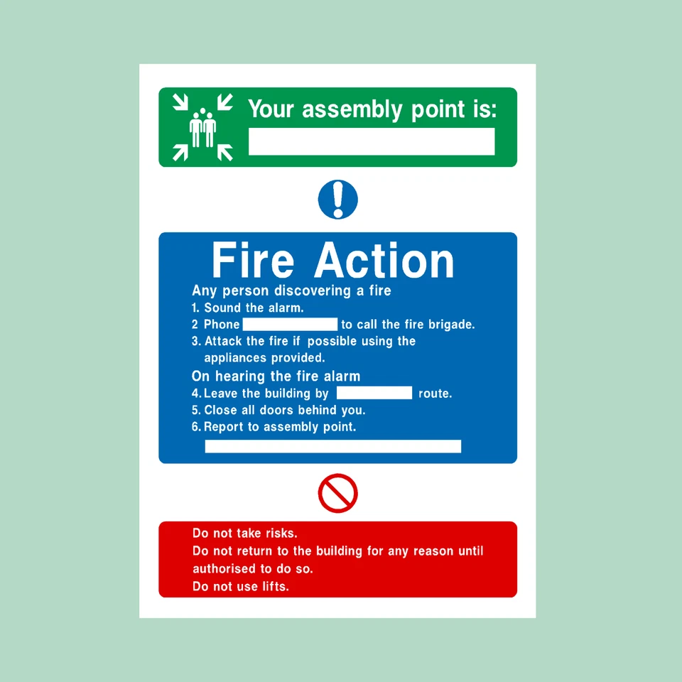 THESIGNWAREHOUSE Fire Action Assembly Point Plastic Sign/Sticker - Fire Exit, Escape (FA8)