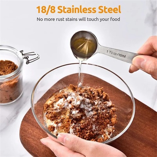 6pcs Measuring Spoons Set Stainless Steel Jugs Tea Coffee Kitchen Baking Home - Picture 5 of 12